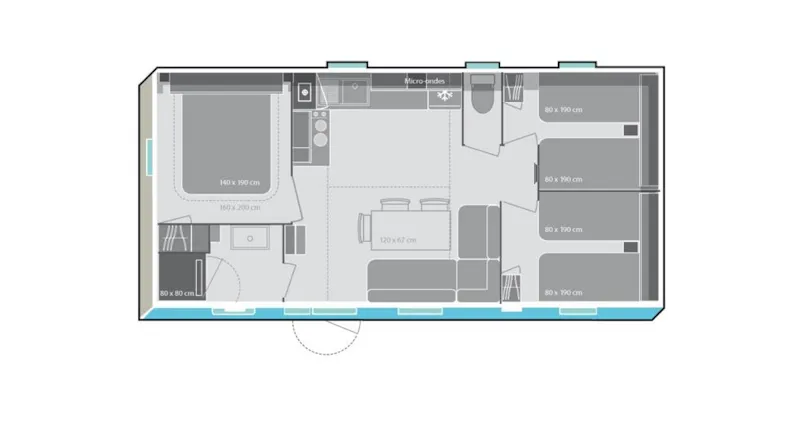 Mobilhome Borneo Supérieur 29.5 M² 3 Chambres