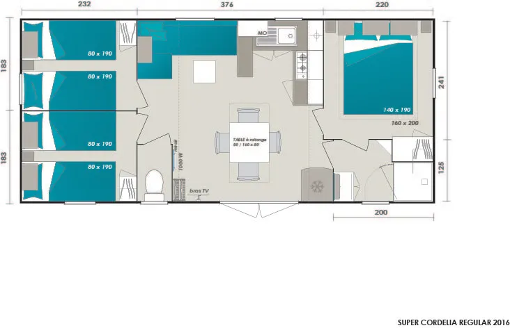 Mobilhome Moorea Supérieur 30.5M² 3 Chambres