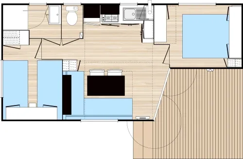 Grand Large - 5 Pers - 2 Adultes - 3 Enfants - 2 Chambres