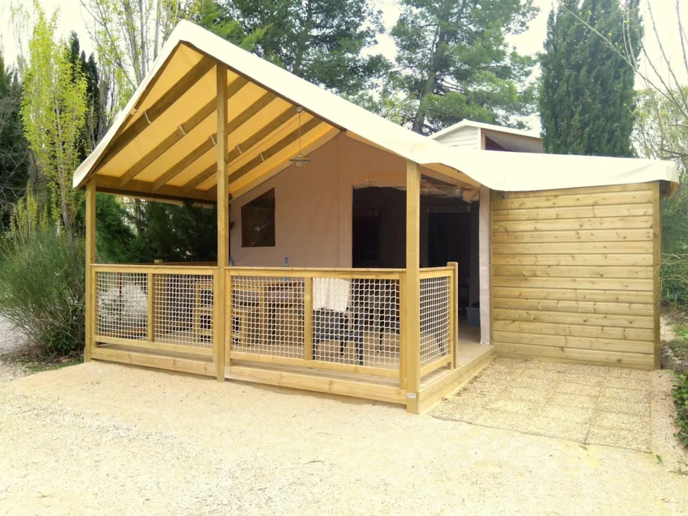 Mietunterkunft - Lodge Sahari Standard 21M²  - 2 Zimmers (Mit Bad) + Überdachte Terrasse - Flower Camping Les Verguettes