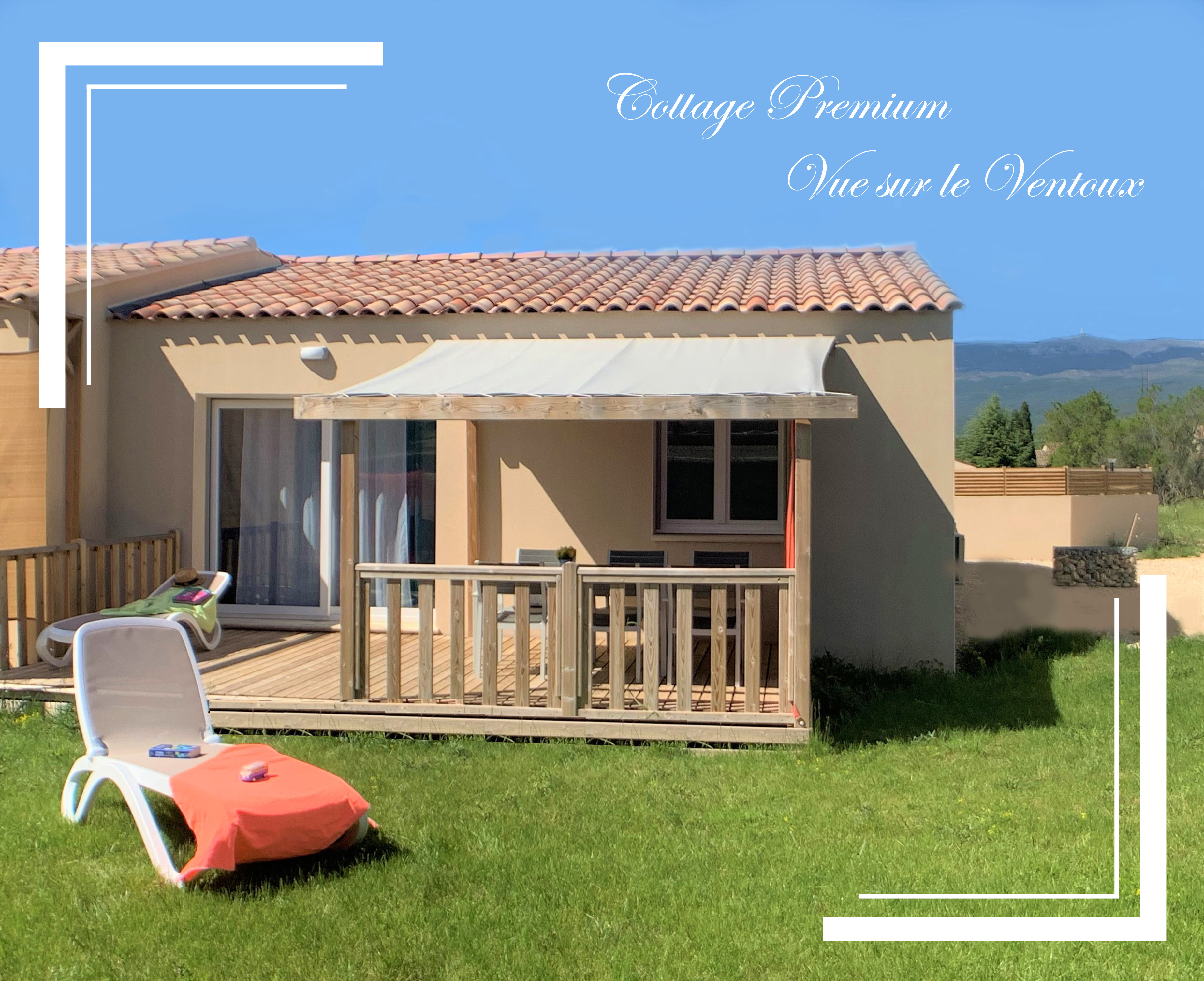 Location - Cottage Duo Premium 54 M²  - 2 Chambres + Terrasse Couverte +Lv + Tv + Clim + Vue Ventoux - Camping Les Verguettes