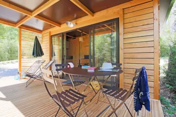 Mietunterkunft - Hütte Victoria Confort 20M² - 1 Zimmer + Überdachte Terrasse - Flower Camping Les Verguettes