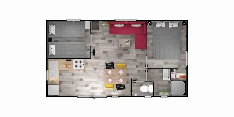 Mobil-Home Bahia Bois 29M²  - 2 Chambres Avec Une Terrasse Bois Couverte Et Une Terrasse Solarium