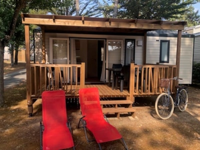Mobil-home BAHIA 2023 - 29m²  2 chambres avec terrasse bois couverte - LAVE VAISSELLE inclus