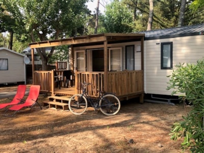 Mobil-home BAHIA 2023 - 29m²  2 chambres avec terrasse bois couverte - LAVE VAISSELLE inclus
