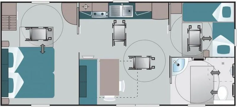 C- Mobil-Home Helios - Pmr - 2 Chambres 32M² Avec Terrasse Couverte