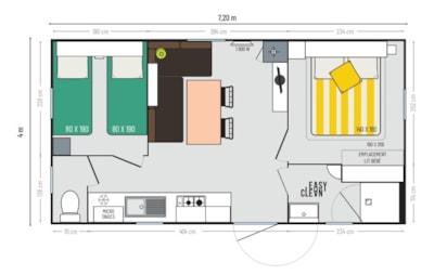 Sunêlia Confort "Le Belval" 4 pers. 2 bdrm. 1 bathrm. — 6