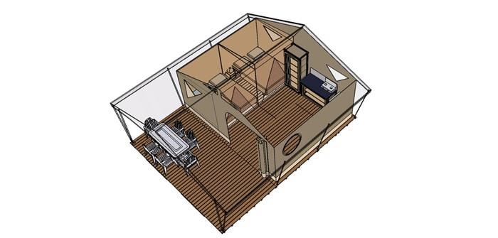 Lodge Toilé Avec Terrasse Couverte - Utilisation Des Sanitaires Du Camping - (4 Adultes Maxi)