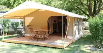 Location - Lodge Toilé Avec Terrasse Couverte - Utilisation Des Sanitaires Du Camping - (4 Adultes Maxi) - Camping les PEUPLIERS