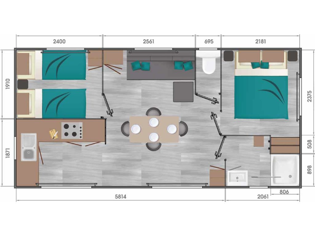 Mobile Home Caraïbes Air-Conditioned  2 Bedrooms