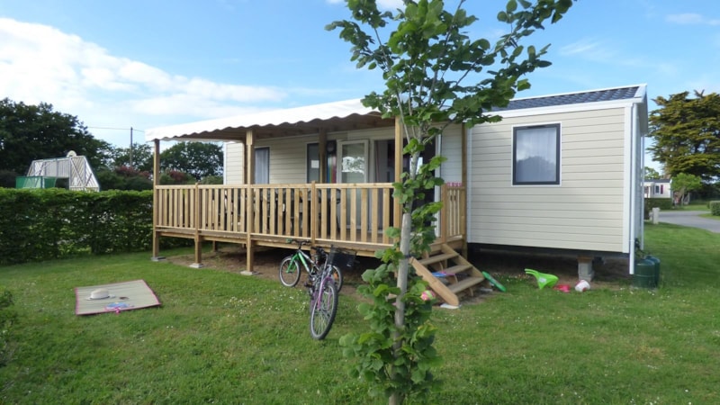 Mobilheim FAMILY Premium 36m² - 4 Zimmer / überdachte Terrasse + TV