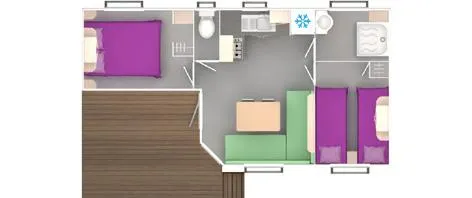 Mobilhome Atlantique Standard 27M² - 2 Chambres / Terrasse Intégrée Semi-Couverte + Tv