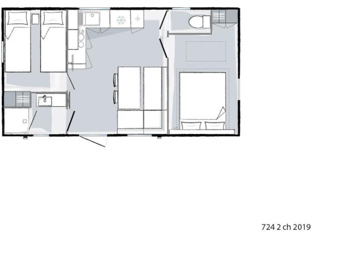 Mobilhome Ocean Confort 27M² - 2 Chambres / Terrasse Couverte + Tv