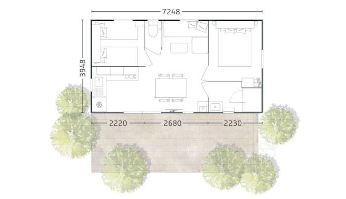 Mobilhome Marin Confort 27 M² - 2 Chambres / Terrasse Couverte + Tv