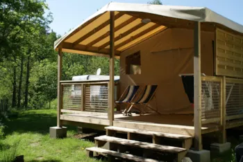 Mietunterkunft - Ecolodge Sahari 30M ² Überdachte Terrasse (Ohne Sanitäranlagen) - Camping du Pont de Braye
