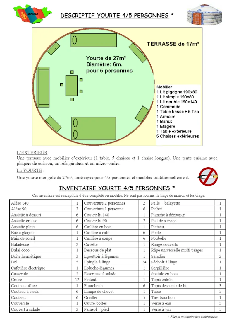 Yourte Traditionnelle Mongole De 27M² + Terrasse 4/5 Personnes