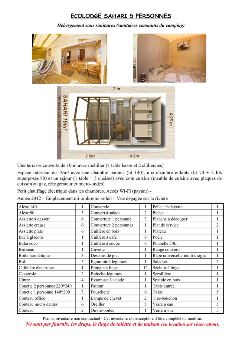 Ecolodge Sahari 30M² Terrasse Couverte (Sans Sanitaires) 4/5 Personnes