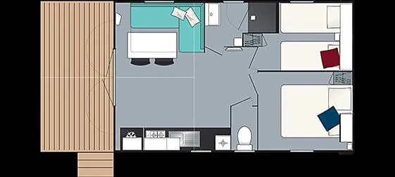 Mobile Home Confort Loggia Bay 2 Chambres / Terrasse Couverte + Climatisation