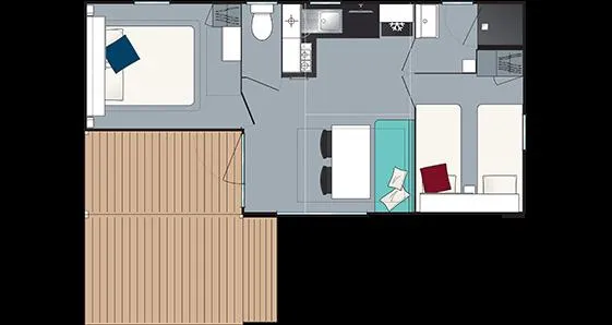 Mobile Home Confort Loggia 2 Chambres / Terrasse + Climatisation