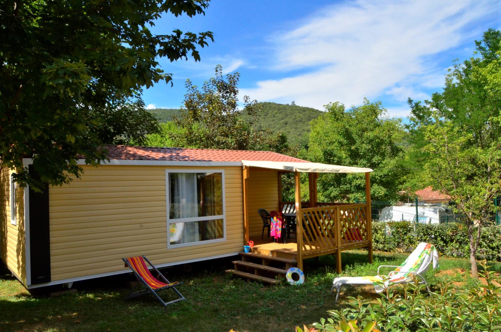 Location - Mobile Home Confort Loggia 2 Chambres / Terrasse + Climatisation - Camping Le Val de l'Arre