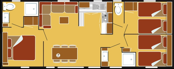 Mobil Home Safari  Climatisé - 37M² - 3 Chambres