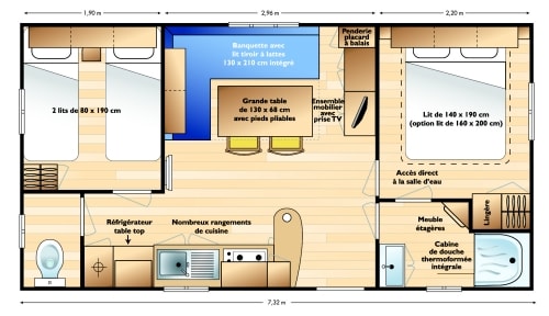 Mobil-Home Mercure Confort 28M² - 2 Chambres + Terrasse Couverte