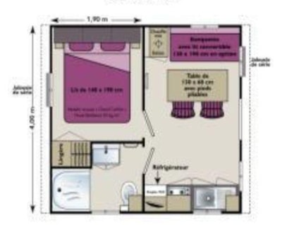 Mobile home Astria Standard 16 m² - 1 bedroom + sheltered terrace + TV
