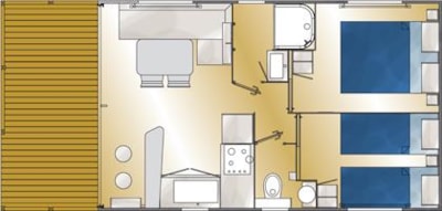 Mobile-home Louisiane Confort 26 m² - 2 bedrooms + covered terrace + TV