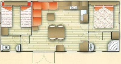 Mobile home Orchidée Grand Confort 35m² - 2 bedrooms + sheltered terrace + CLIM + TV + LV