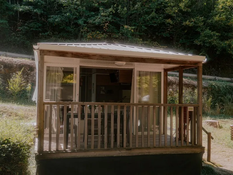 Location - Mobil-Home O'hara Confort 25 M² - 2 Chambres + Terrasse Couverte + Tv - Flower Camping Le Pont du Tarn