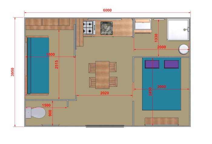 Confort Mobil Home 1Ch. Gloria (2014) 24² + Terrasse Semi-Couverte