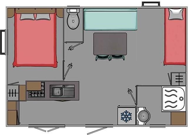 Confort Mobil Home 1Ch. Vanilla (2016) 22M² + Terrasse Semi-Couverte