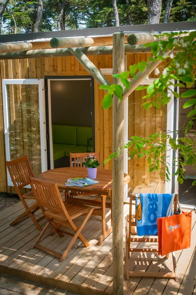 Confort Mobil Home 2Ch. Calypso (2016) 28M² + Terrasse Semi-Couverte