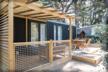 Mietunterkunft - Premium Mobilheim  Oyat (2019) 40M² + Halbüberdachte Terrasse - Camping Les Cyprès