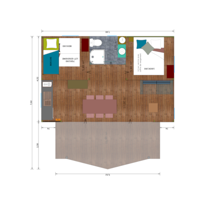 Tent 2 bedrooms GIROFLEE (2023) 32 m² + Half-covered terrace — 7