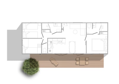 PREMIUM Mobile-home 3 ch. OCEAN (2023) 40m² + Half-covered terrace — 10