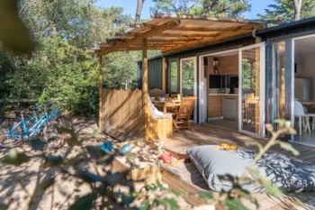 Mietunterkunft - Premium Mobilheim 3 Ch. Ocean (2023) 40M² + Halbüberdachte Terrasse - Camping Les Cyprès