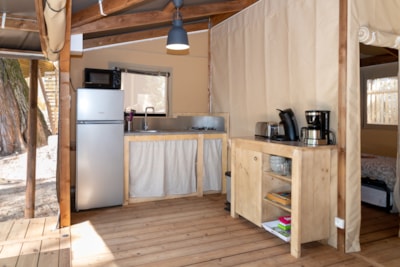 Tent 2 bedrooms GIROFLEE (2023) 32 m² + Half-covered terrace — 2