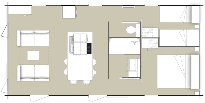 Premium Mobil Home 2Ch. Dunes (2015) 40M² + Terrasse Semi-Couverte