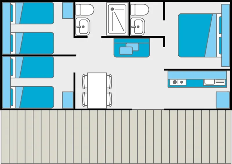 Mobile-Home 3 Bedrooms / 2 Bathrooms - Sheltered Terrace