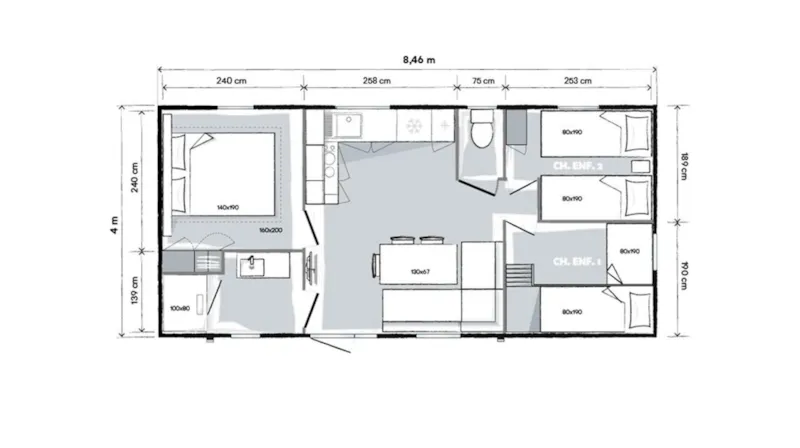 O'hara 8.50X 4M, 3 Chambres