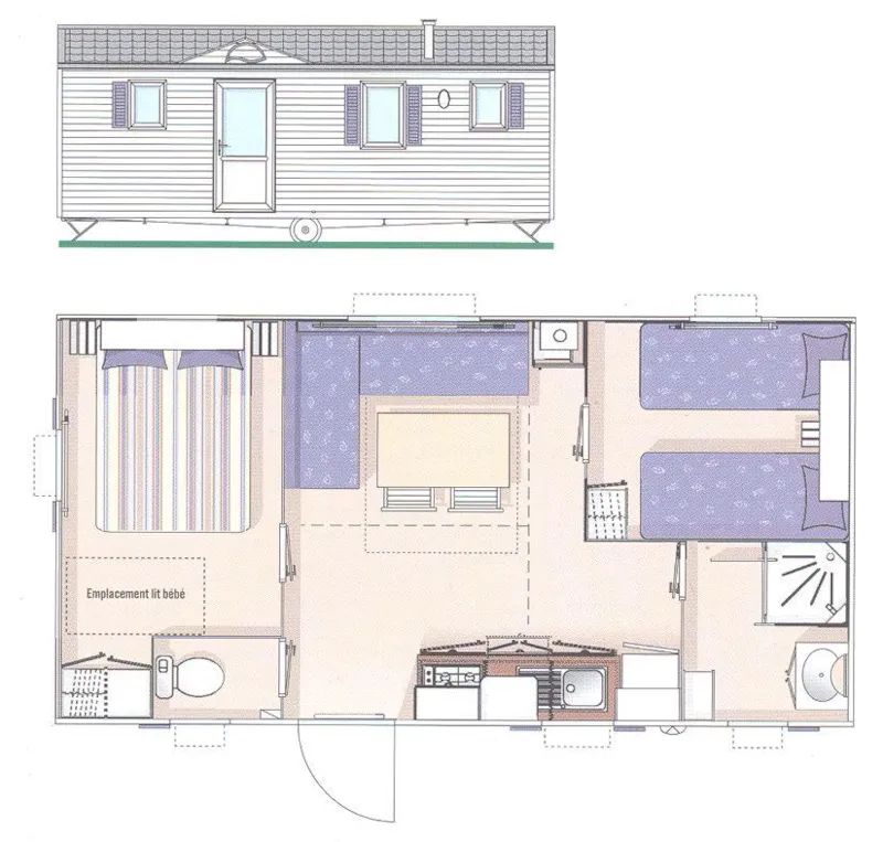 Mobil Home Standard 27M² / 2 Chambres + Tv + Terrasse Non Couverte