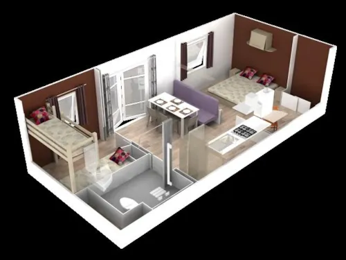 Mietunterkunft - Mobilheim Pmr Für Eingeschränkt Mobiler Personen 35M² - Bedeckte Terrasse 15M² (2 Zimmer) - image n°6 - Camping Saint Disdille