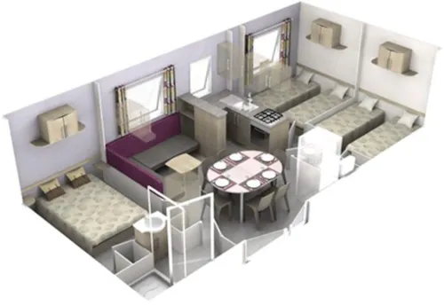 Huuraccommodatie(s) - Stacaravan Alpage 32M² - Overdekt Terras 15M² (3 Kamers) - image n°9 - Camping Saint Disdille