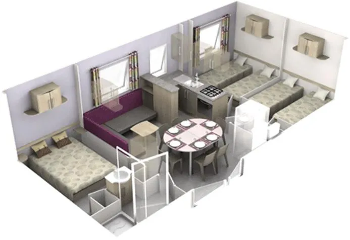 Mobilhome Alpage Climatisation 32M² - Terrasse Couverte 15M² (3 Chambres)