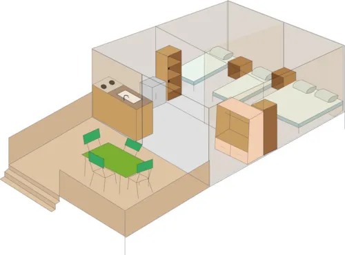 Huuraccommodatie(s) - Ecolodge - Overdekt Terras (2 Kamers) - image n°6 - Camping Saint Disdille