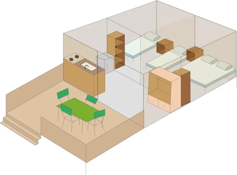 Ecolodge - Terrasse Couverte (2 Chambres) - Sans Sanitaires