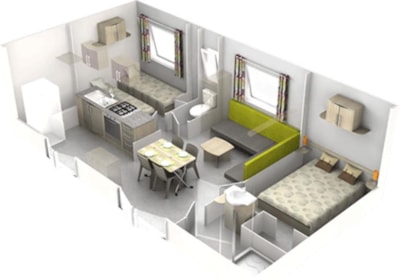 Mobile Home EDELWEISS 31m²  - covered terrace 15m² (2 bedrooms)