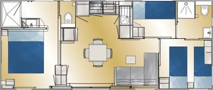 Accommodation - Mobile Home Taos 3 Bedrooms - 38 M²-  Semi-Covered Terrace Of 27 M² - image n°7 - Camping Saint Disdille
