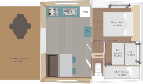 Huuraccommodatie(s) - Tithome (2 Kamers) - Toilet En Aanrecht Met Koud Water - image n°7 - Camping Saint Disdille